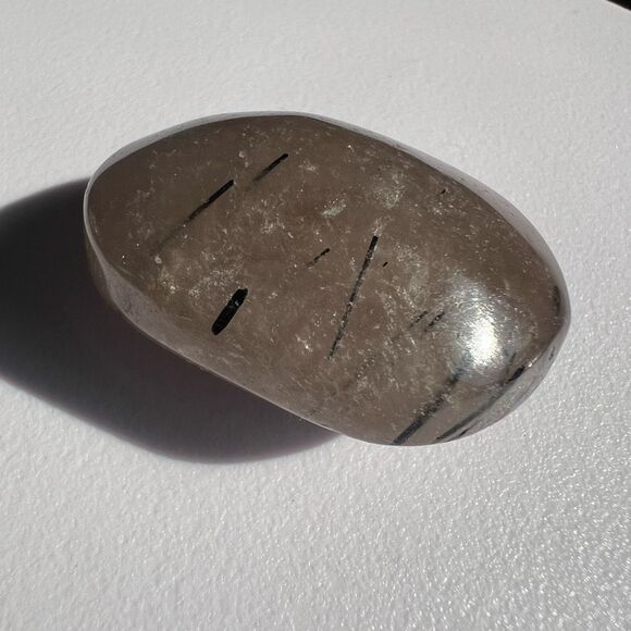 Black Rutilated Quartz Crystal Palmstone (#4) - Picture 11 of 12